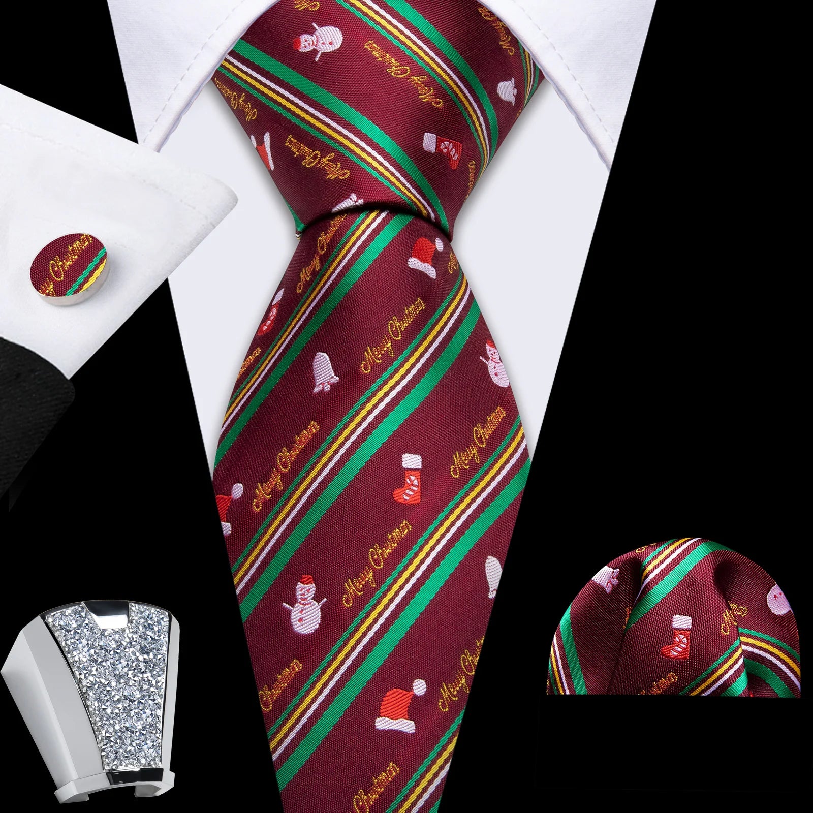 Gravata Masculina de Poliéster com Acessórios Design Exclusivo