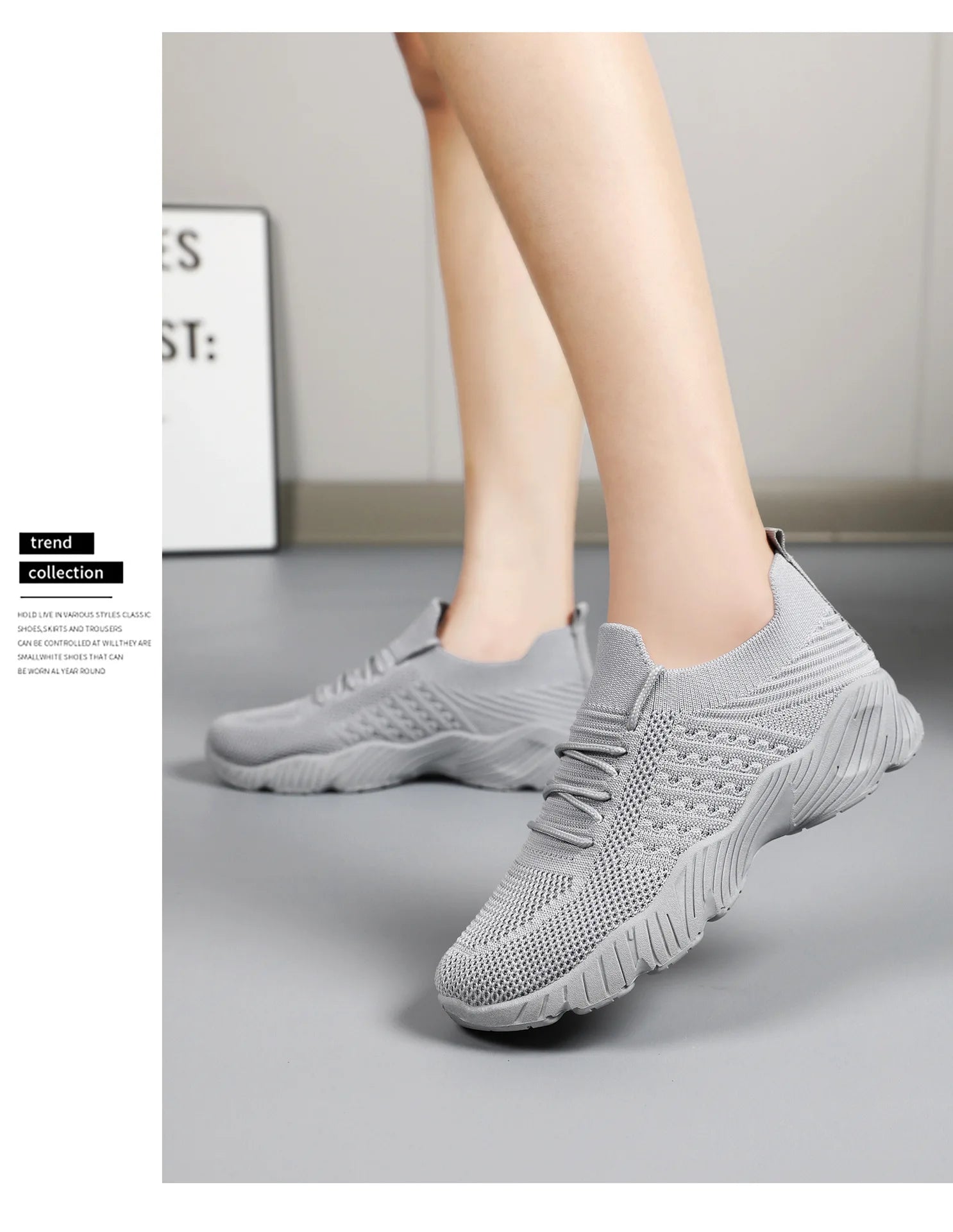 Tênis Feminino Casual Leve de Malha Respirável Antiderrapante