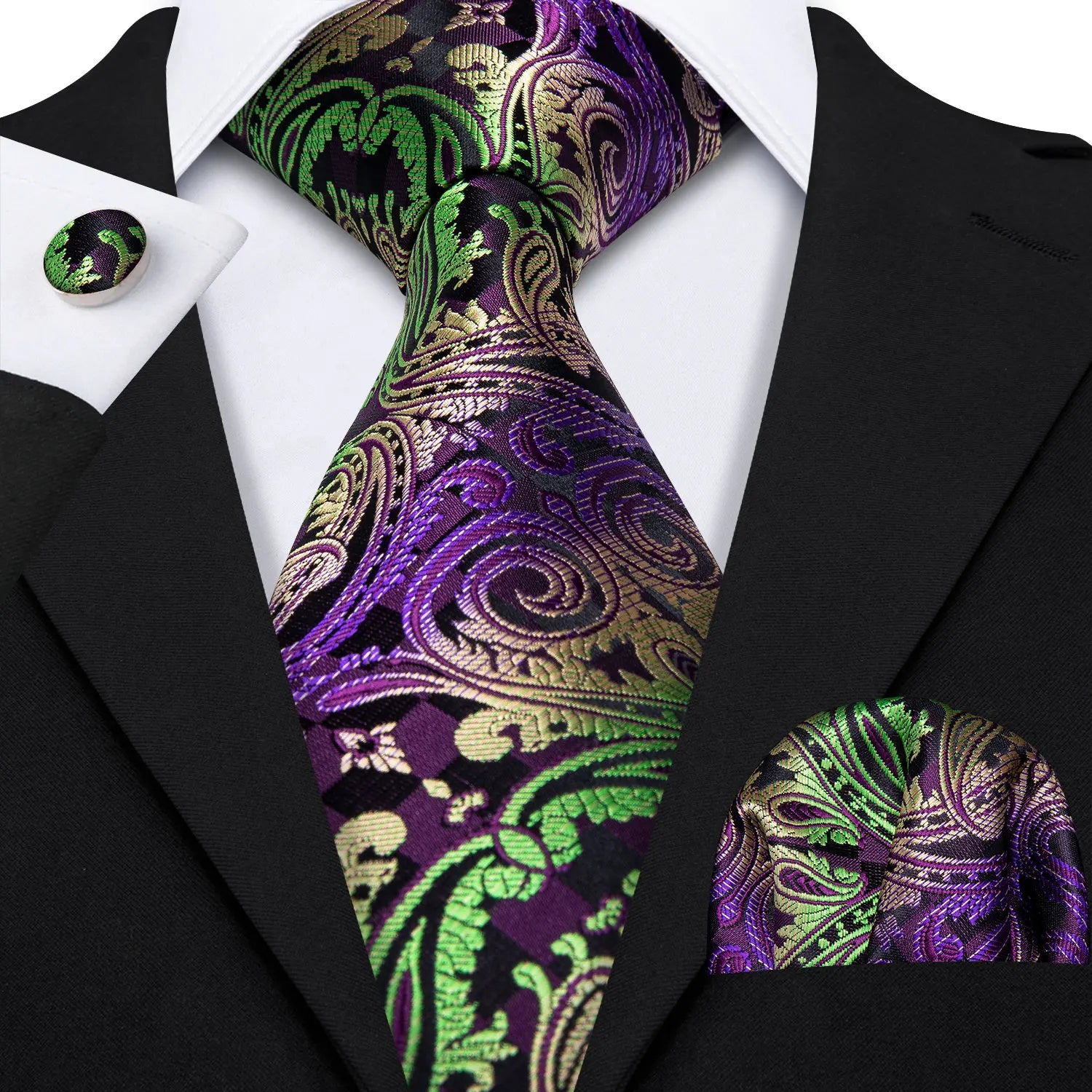 Gravata Masculina Floral Clássica Social com Acessórios