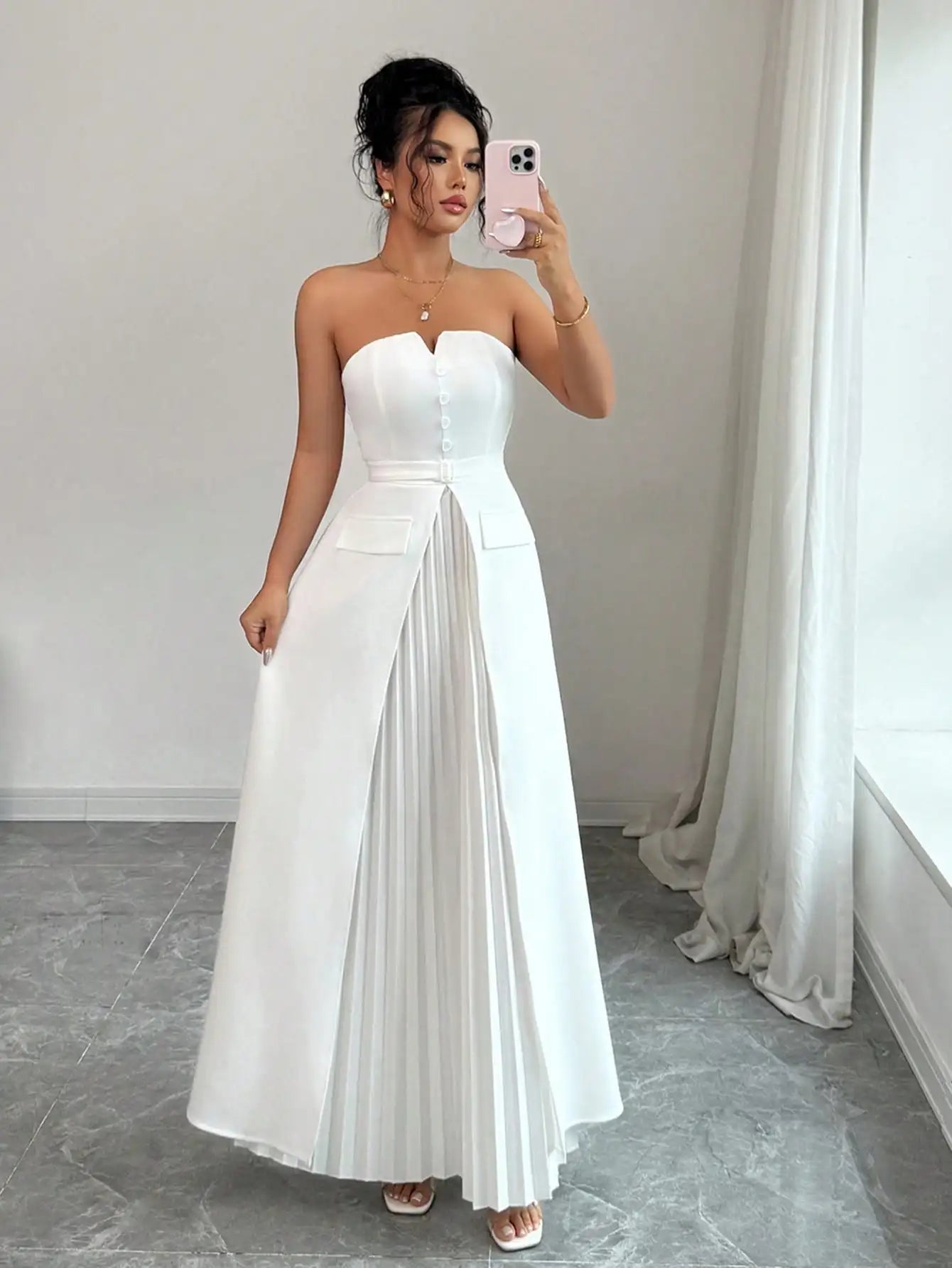 Vestido Longo Feminino Branco Costa Nua by Loja Bruna Modas