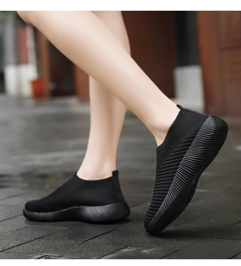 Tênis Feminino Casual Malha Respirável Leve Para Caminhada E Corrida