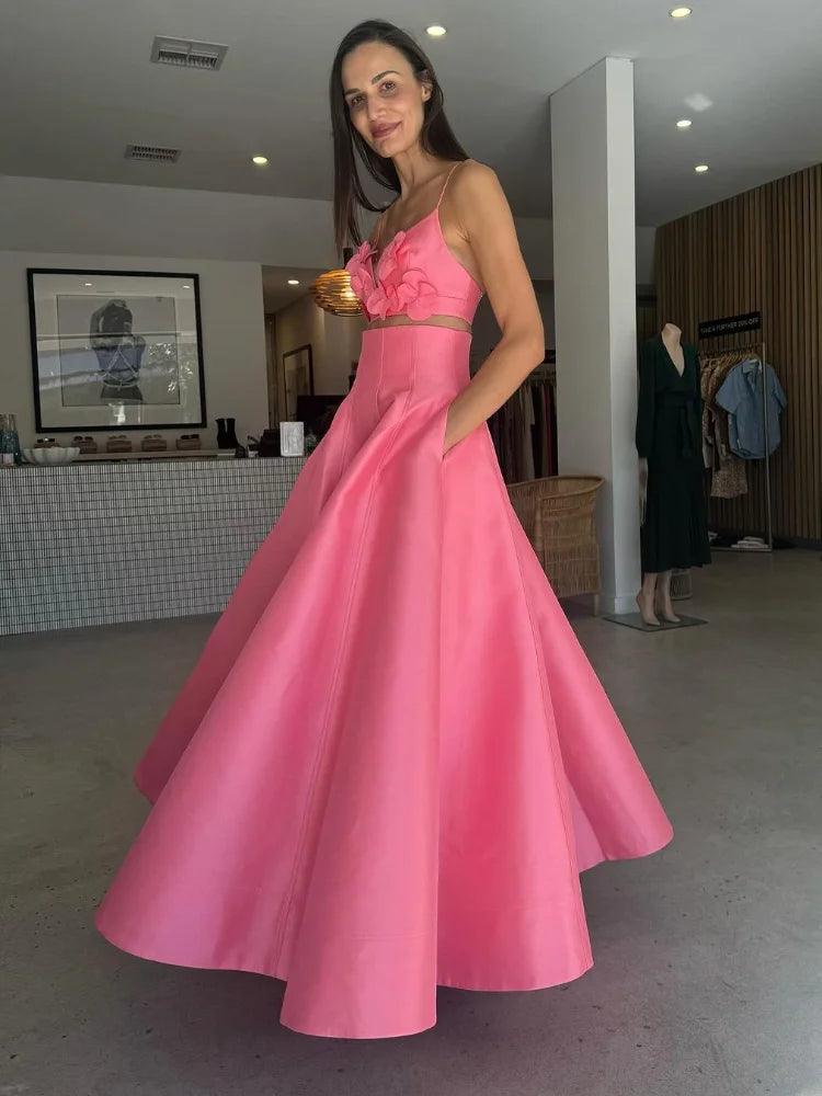 Conjunto Elegante de Verão: Saia Maxi e Top com Flores