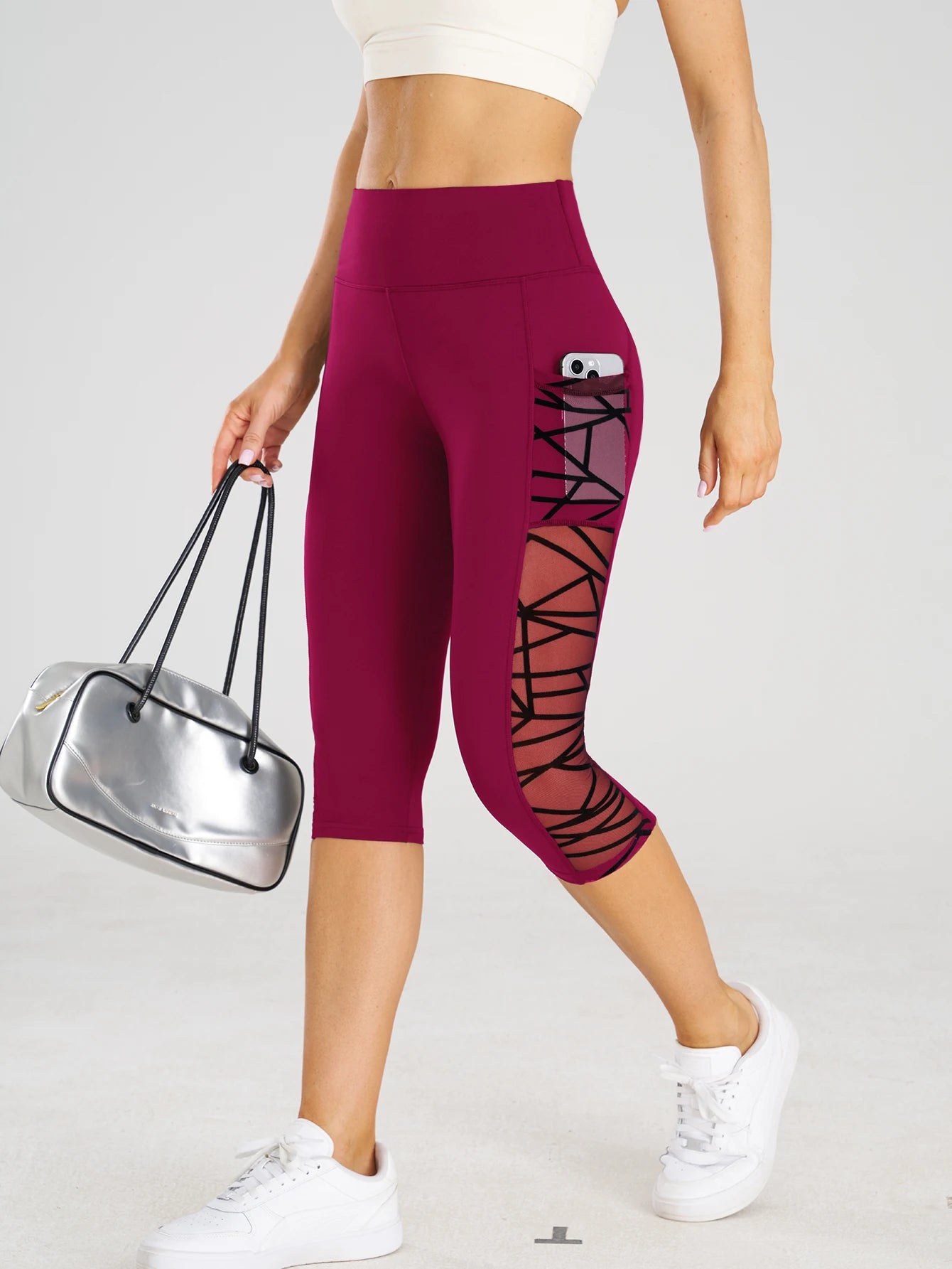 Calça Feminina de Leggings Cintura Alta Com Bolsos