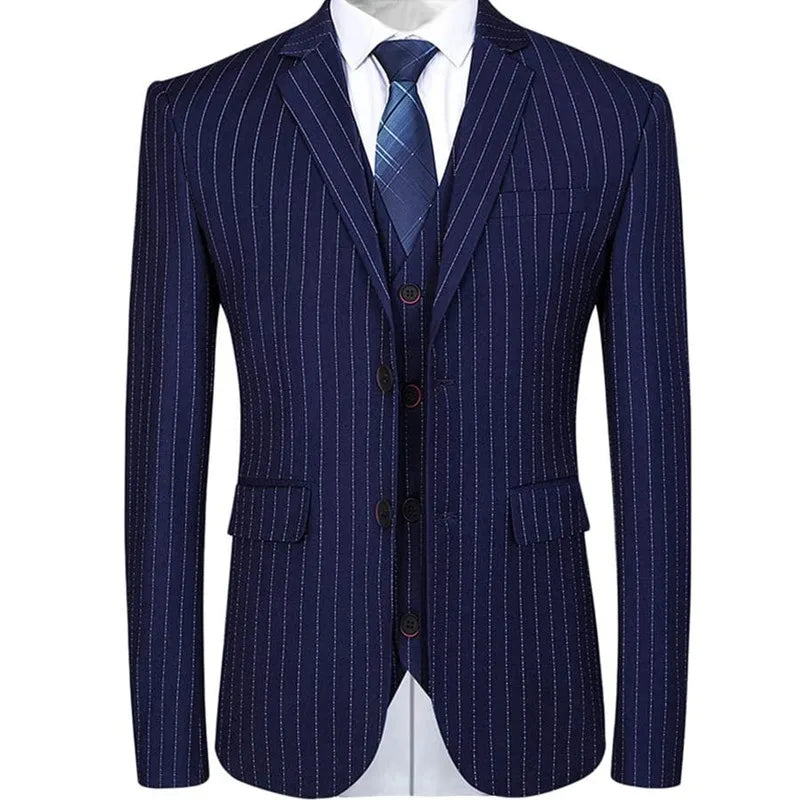 Terno Masculino de 3 Peças Slim Risca de Giz