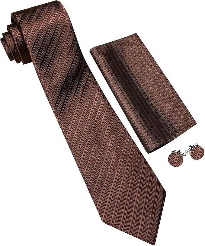 Gravata Masculina Poliéster com Lenço e Abotoaduras