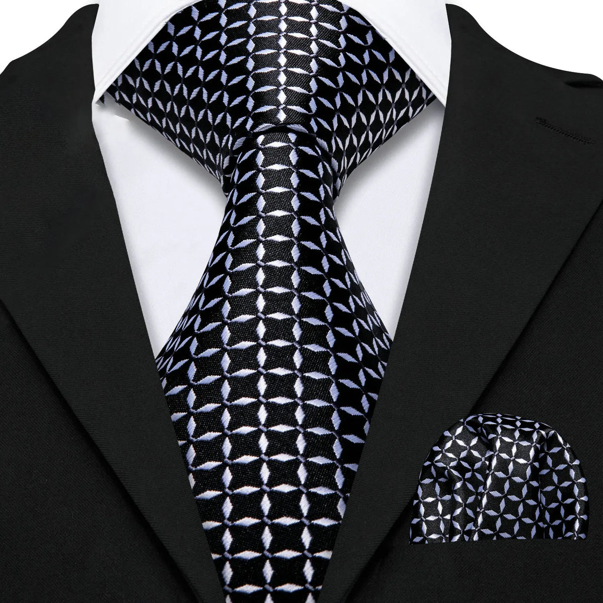 Gravata Masculina Xadrez com Lenço de Bolso