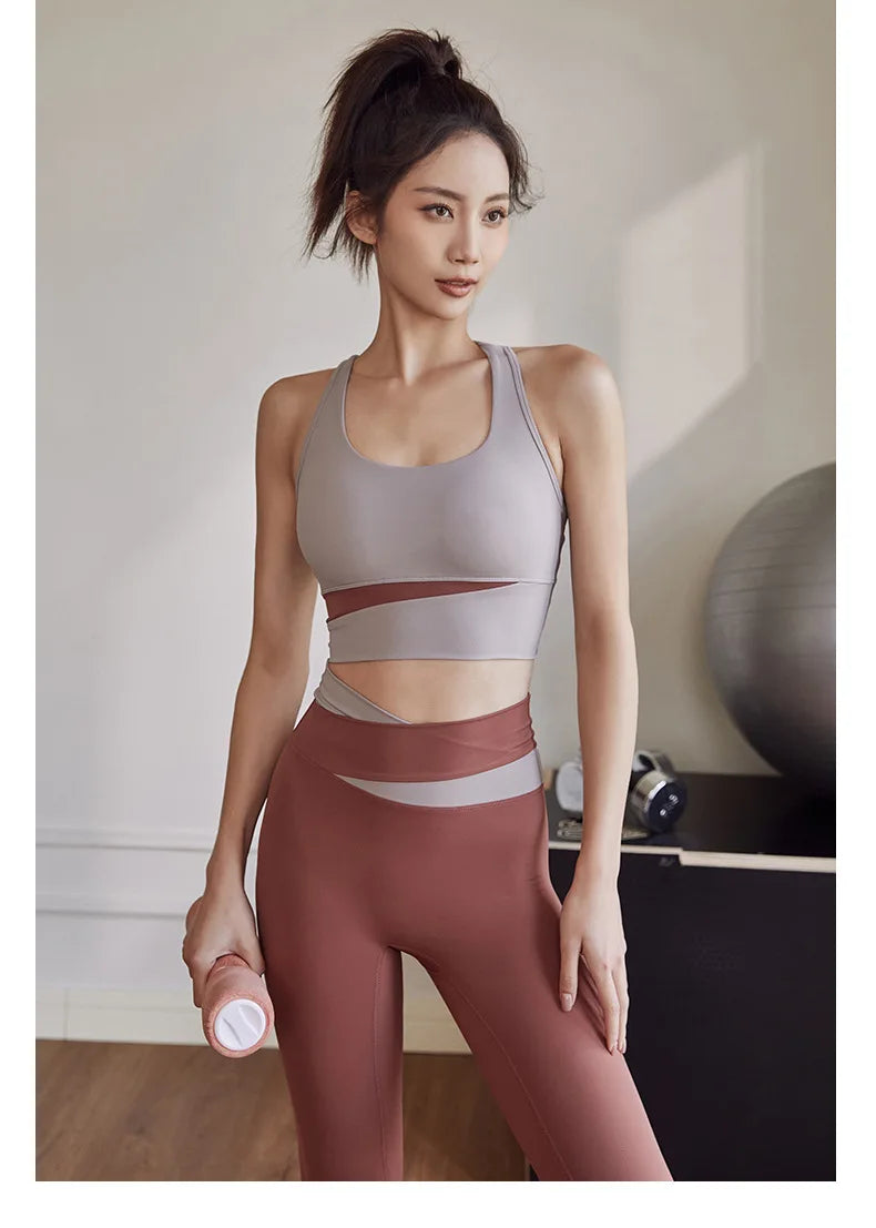 Conjunto De Yoga Feminino Calça Leggings e Top Para Fitness