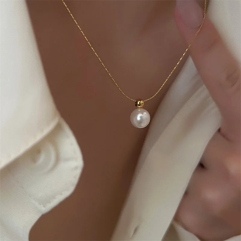 Colar Feminino de Pérola Redonda
