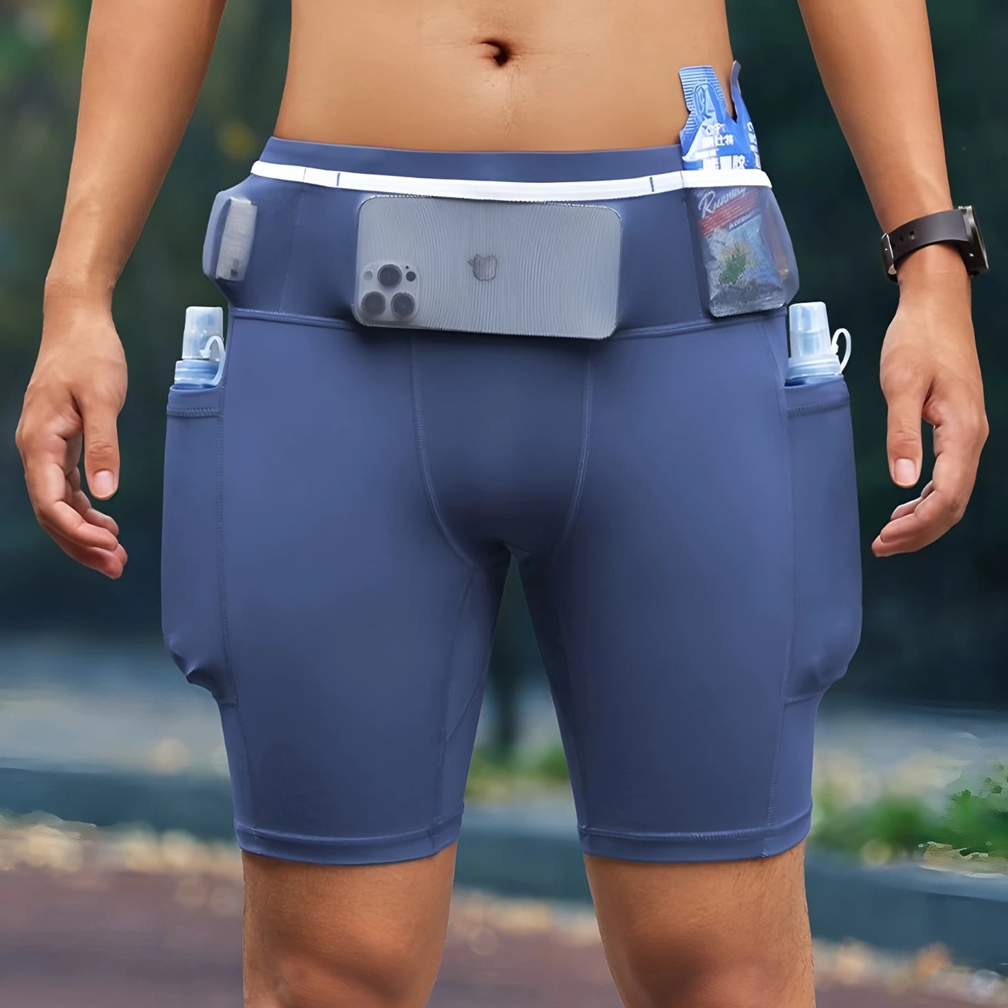 Short de Corrida Masculino com Compressão com Bolsos e Secagem Rápida