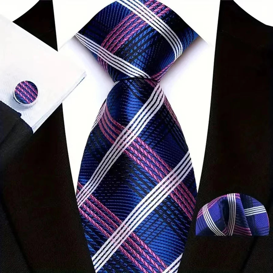 Gravata Masculina de Luxo em Jacquard Listrada