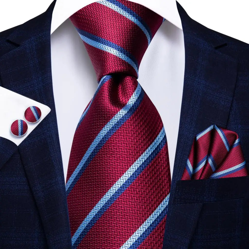 Conjunto Gravata Masculina com Lenço e Abotoaduras Social Elegante