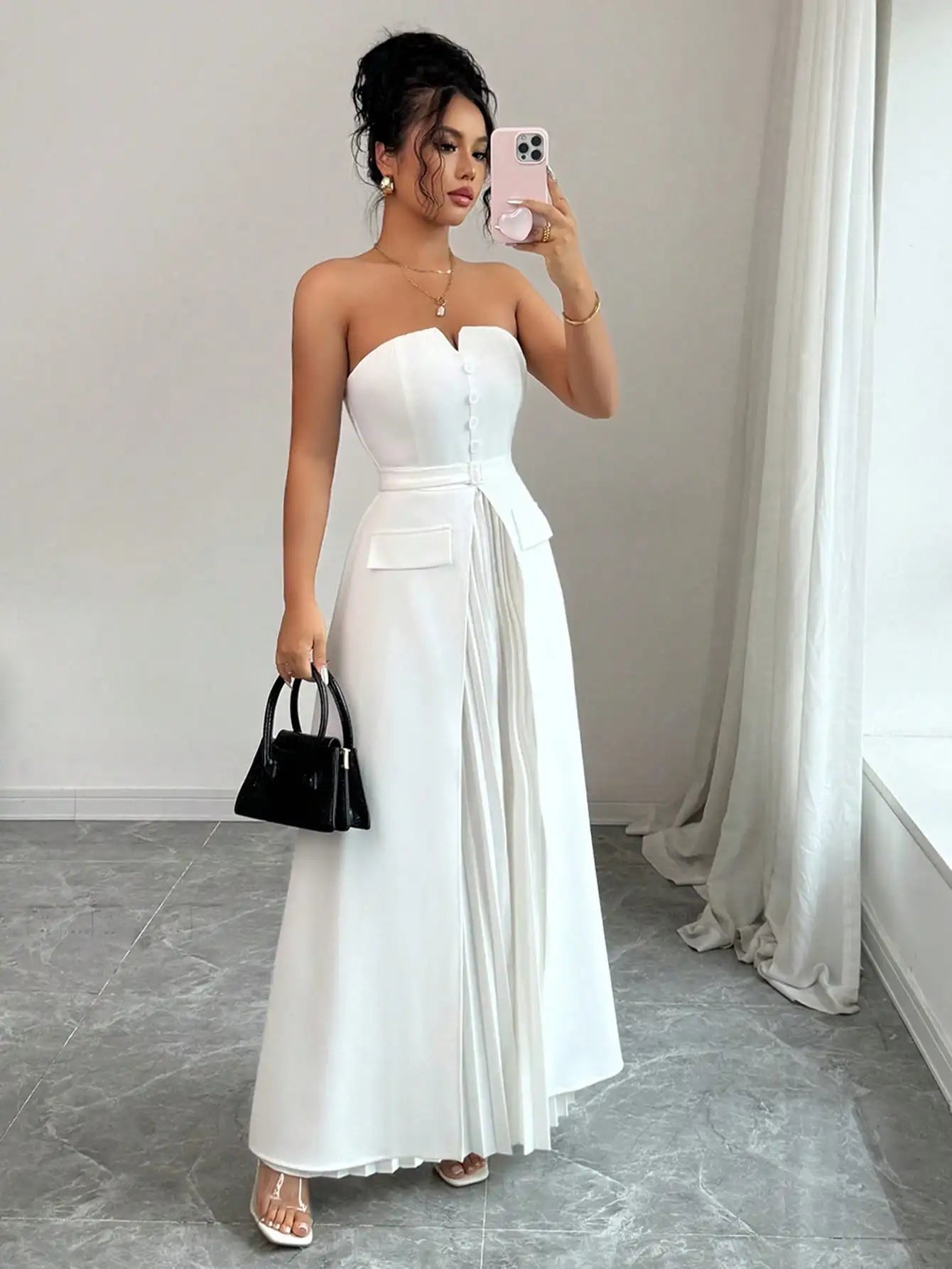 Vestido Longo Feminino Branco Costa Nua by Loja Bruna Modas