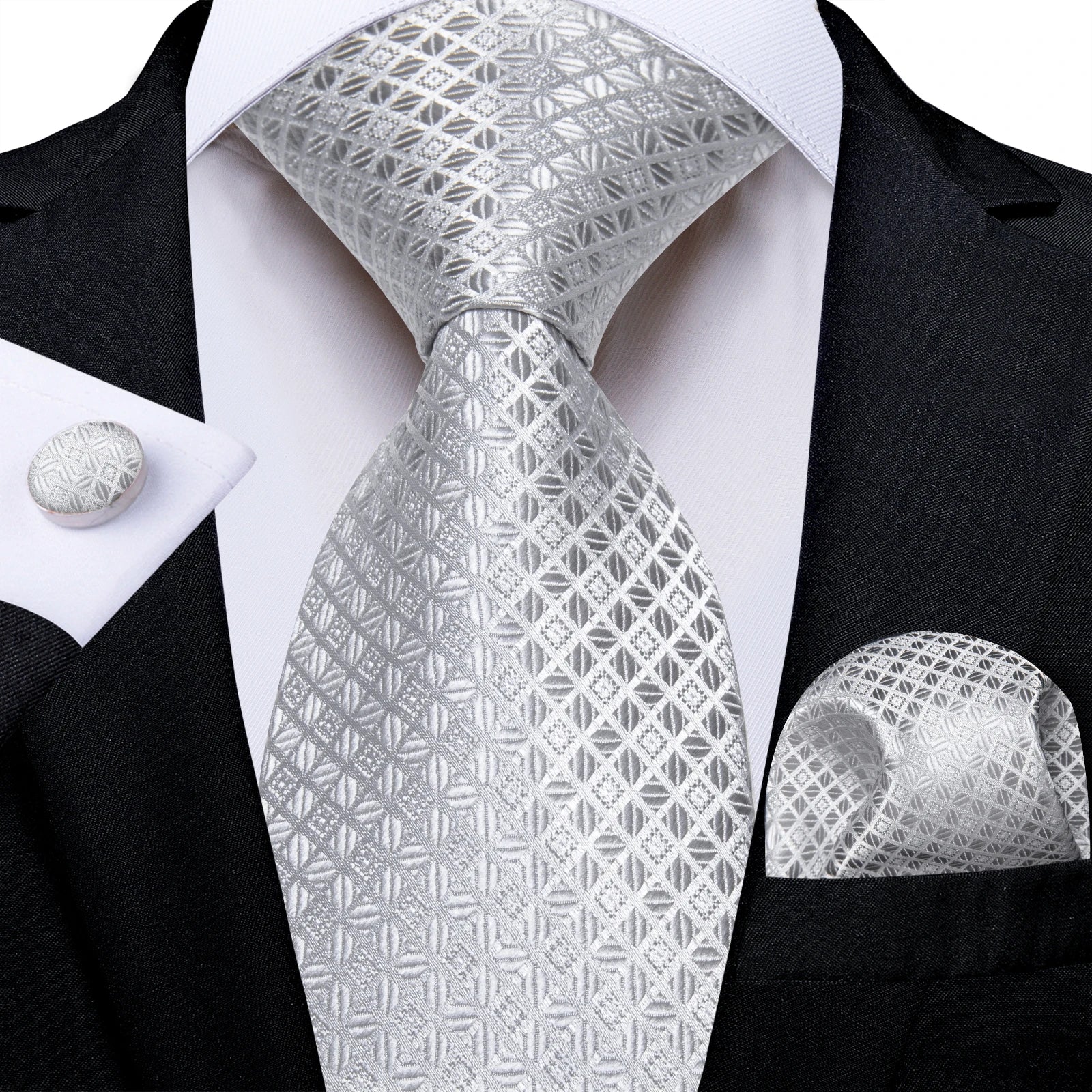 Conjunto de Gravata Masculina de Luxo em Poliéster com Lenço