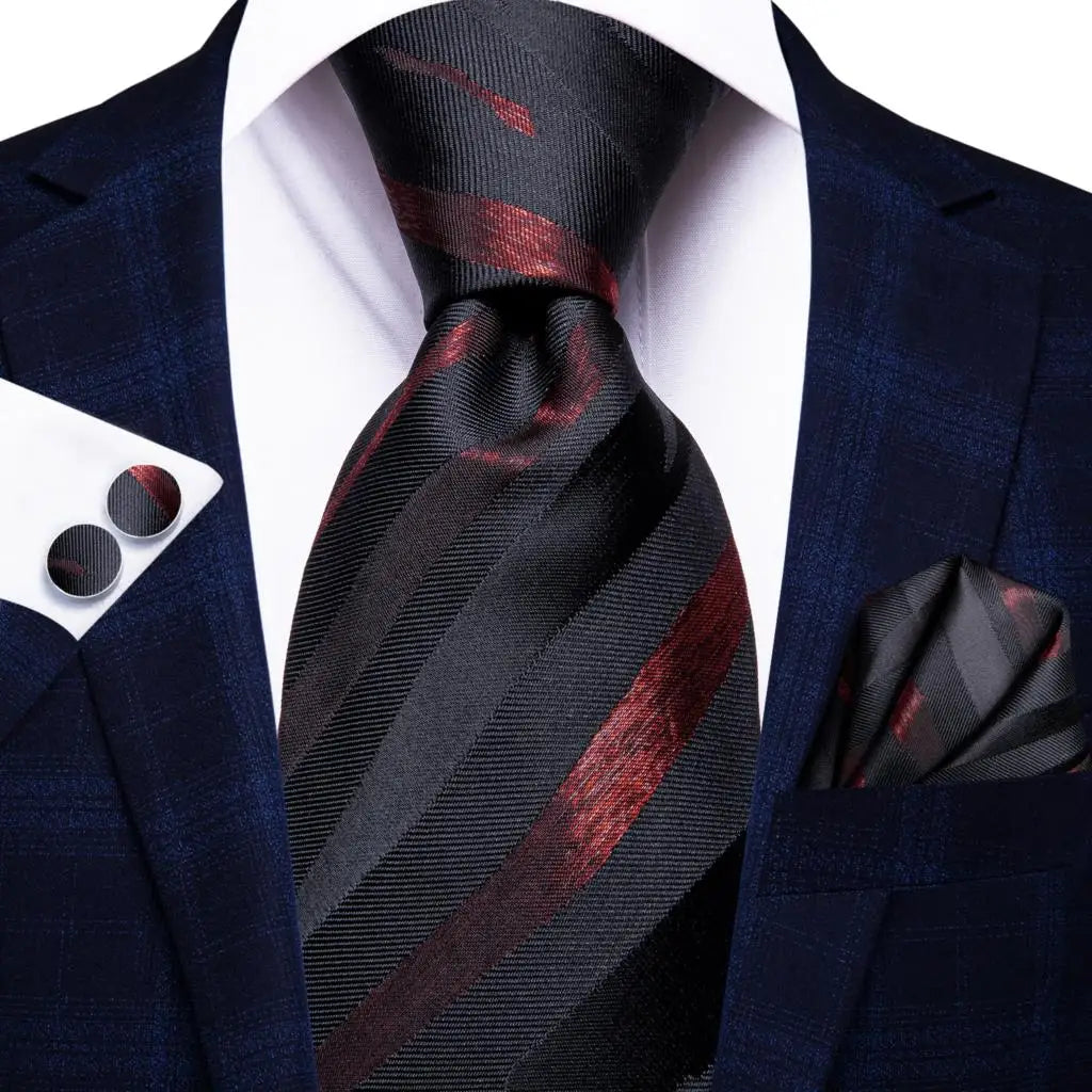 Conjunto Gravata Masculina com Lenço e Abotoaduras Social Elegante by Loja Bruna Modas