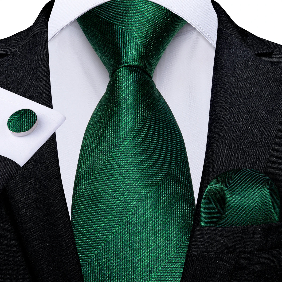 Gravata Masculina Verde de Luxo 8 cm com Acessórios