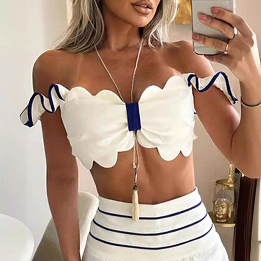 Conjunto Feminino de Renda e Calça Larga