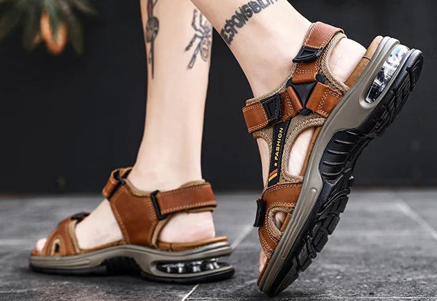 Sandália Masculina em Couro Genuíno Gladiador Romano
