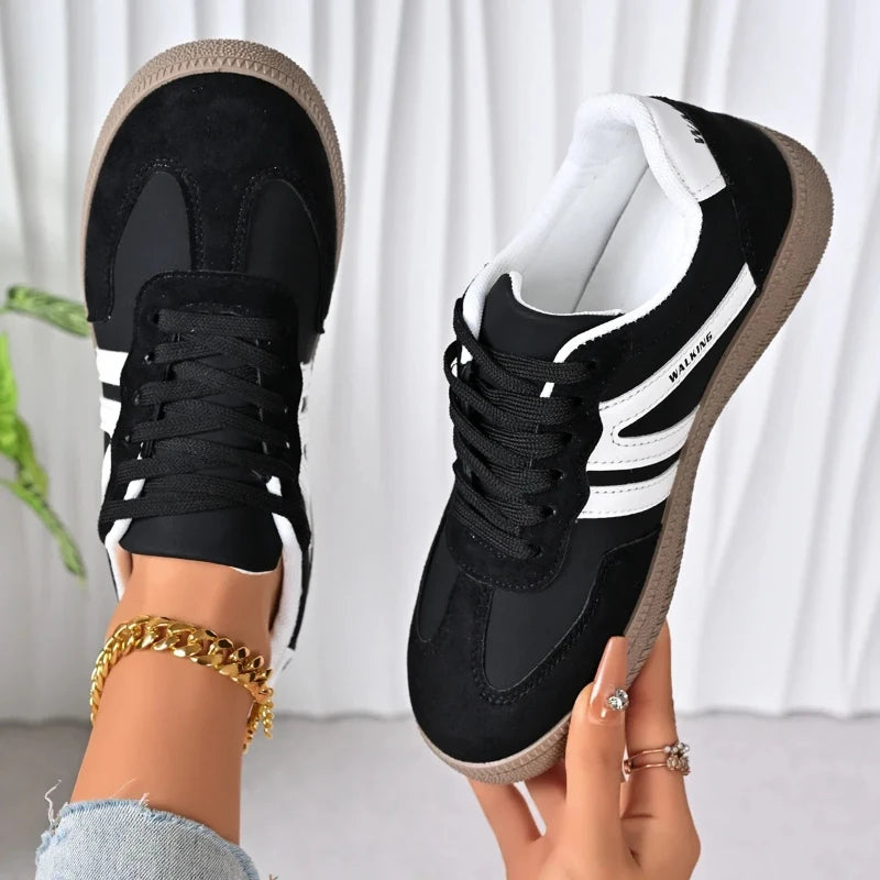 Tênis Feminino Casual de Couro PU Respirável e Antiderrapante
