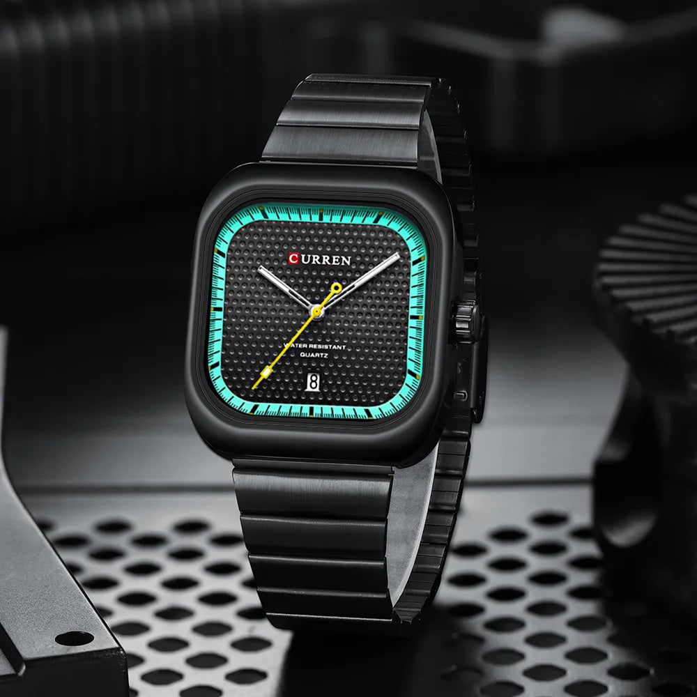 Relógio Masculino Quadrado Minimalista com Pulseira de Aço Inoxidável by Loja Bruna Modas