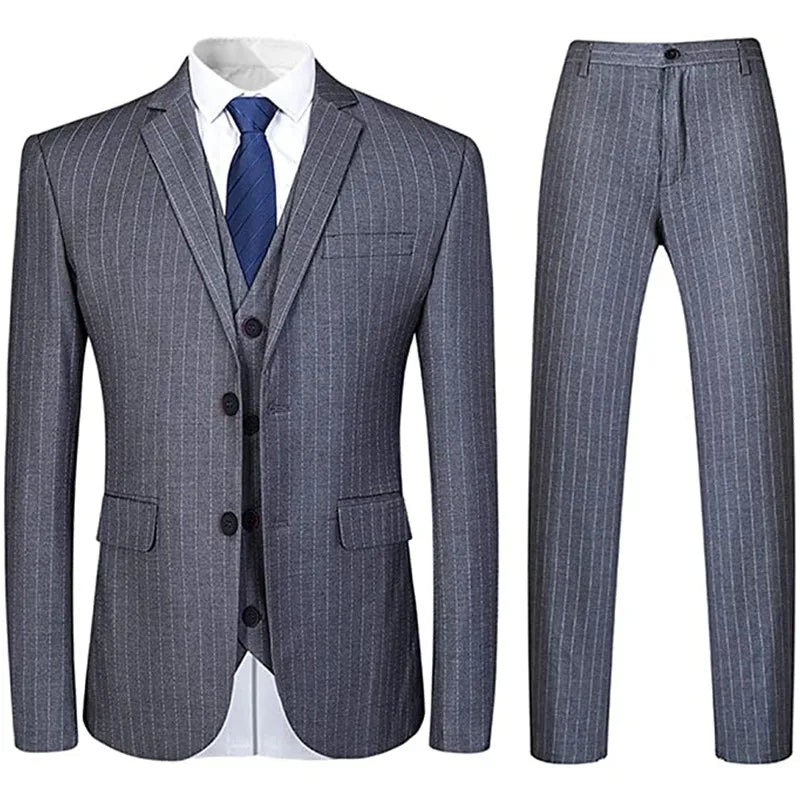 Terno Masculino de 3 Peças Slim Risca de Giz