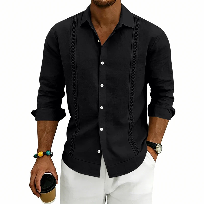 Camisa Masculina de Linho Listrada Rotalume