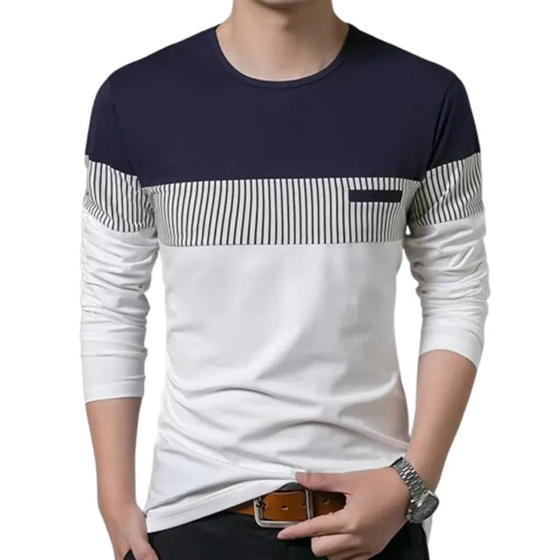 Camiseta Masculina Listrada Manga Longa Cadenzzo