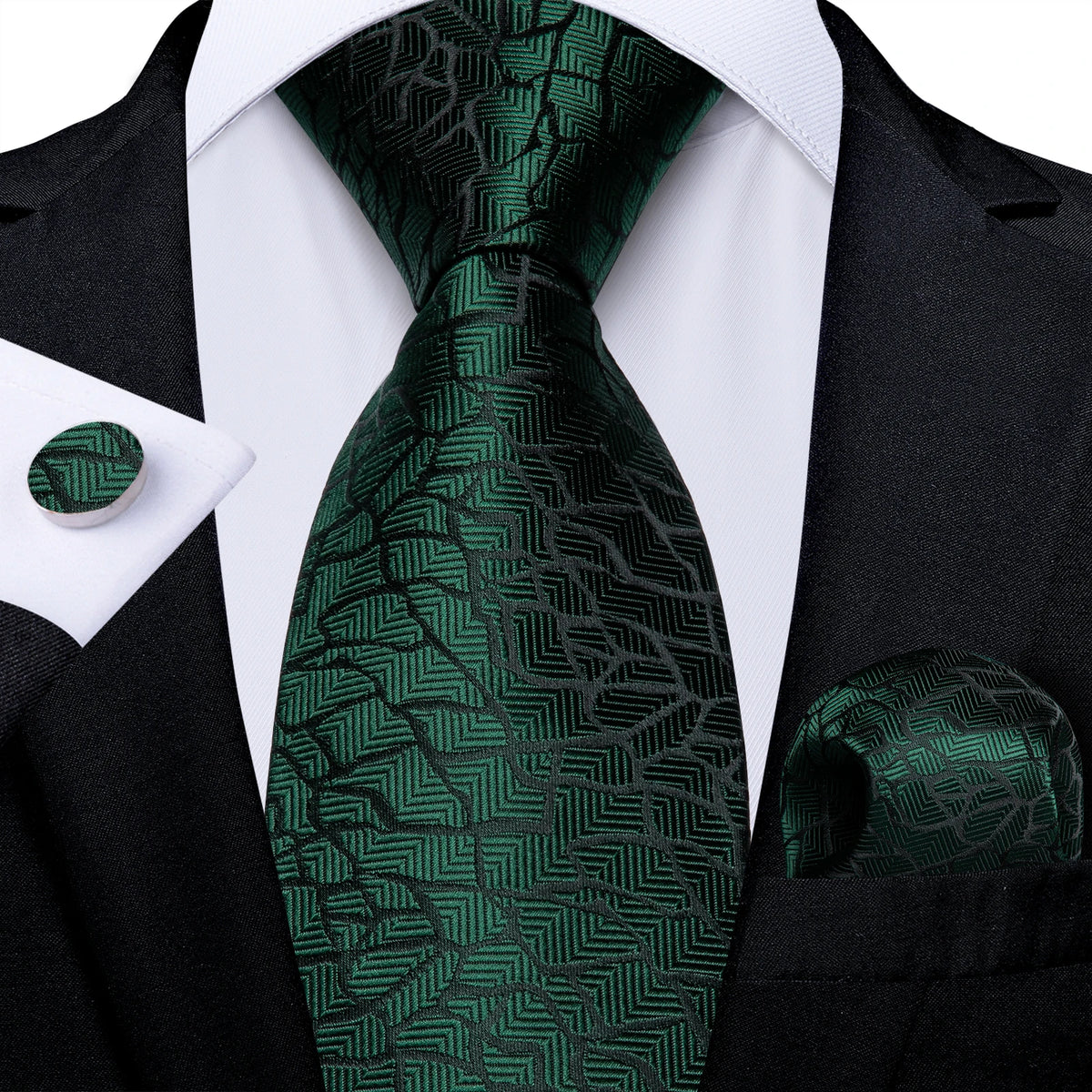 Gravata Masculina Verde de Luxo 8 cm com Acessórios