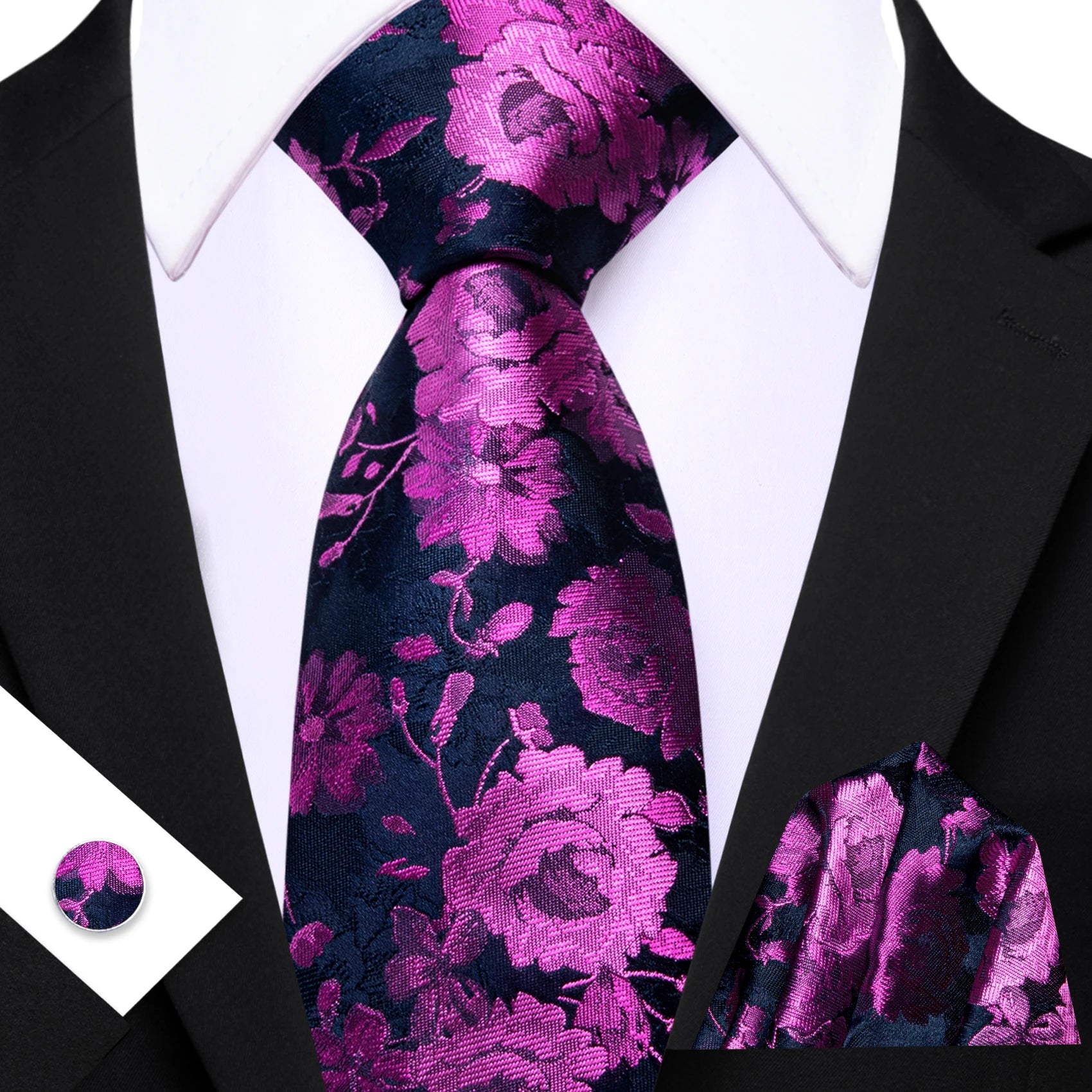 Kit de Gravata Masculino Floral Clássico