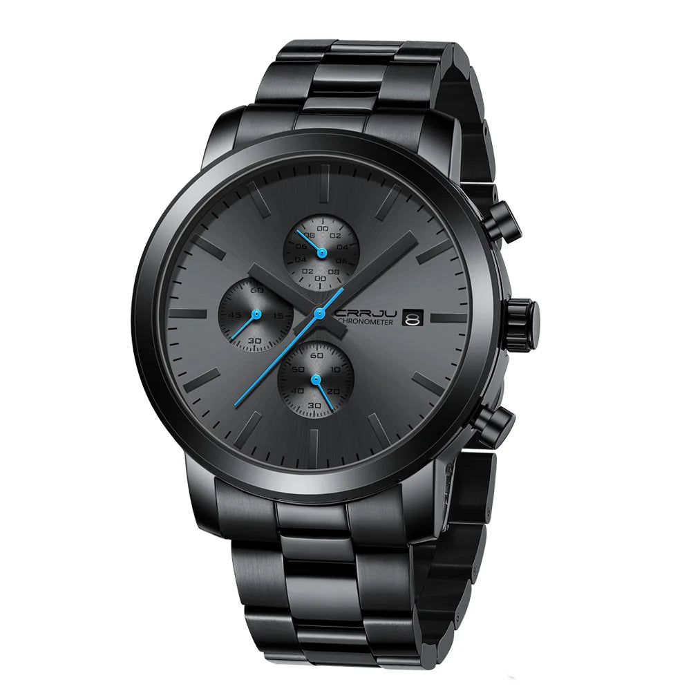 Relógio Masculino de Luxo em Aço Inoxidável Preto