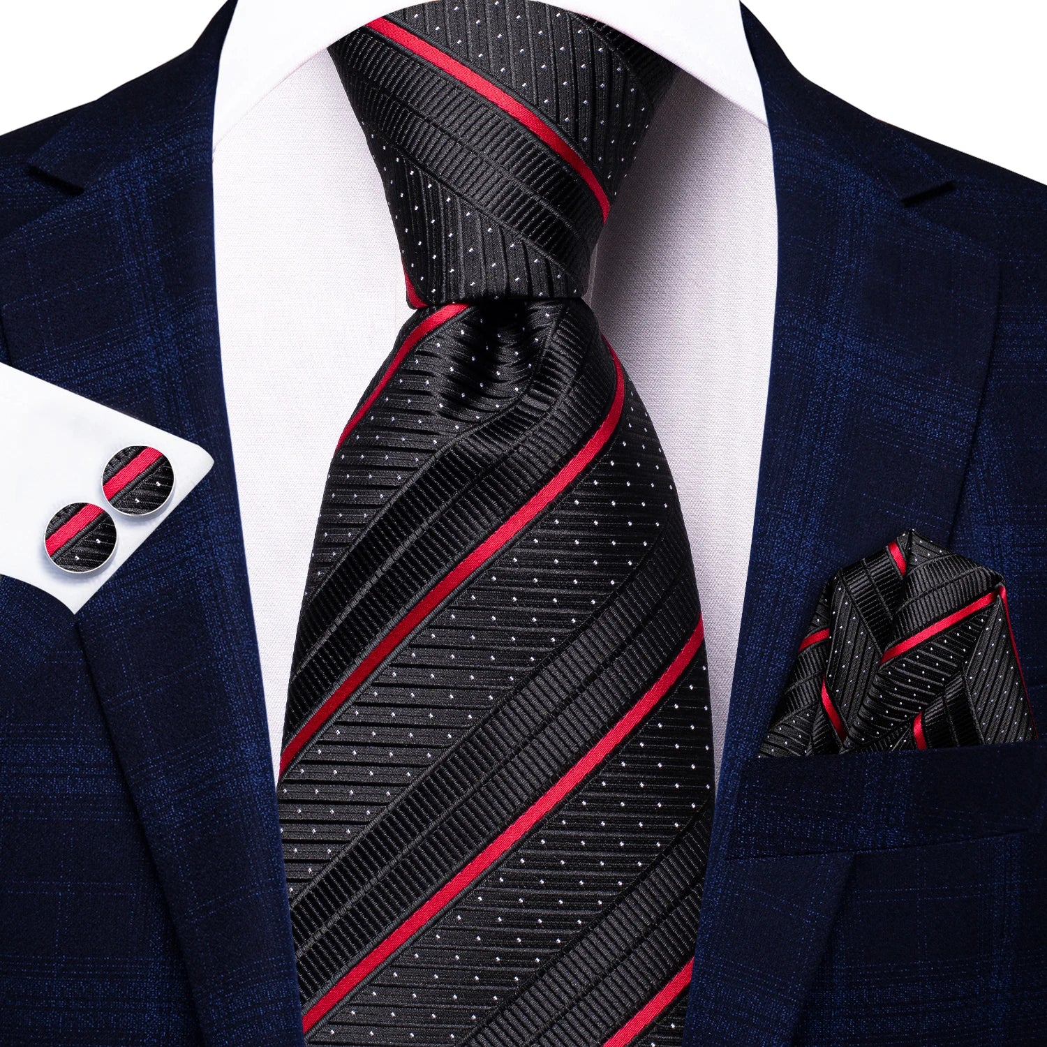 Gravata Masculina Listrada de Luxo com Acessórios