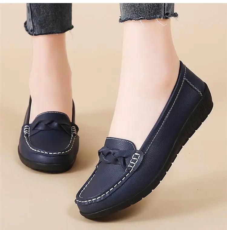 Mocassins de Couro Genuíno Feminino Conforto e Estilo Casual