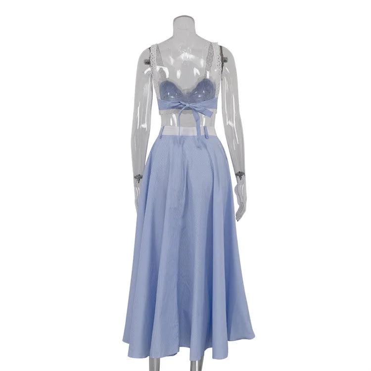 Conjunto Feminino Renda e Saia Longa Elegante