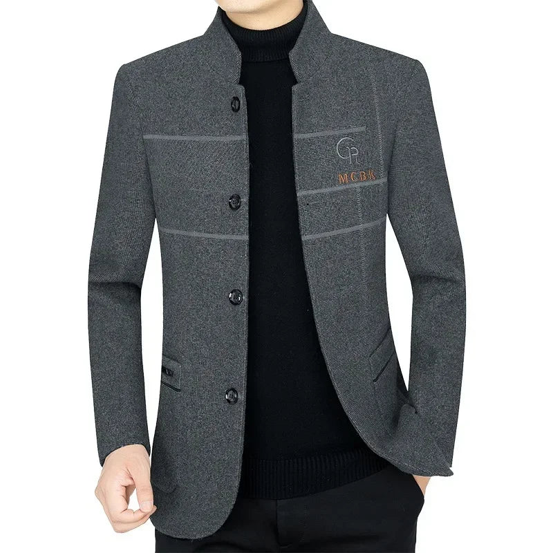 Blazer Masculino Casuais de Lã Slim Fit