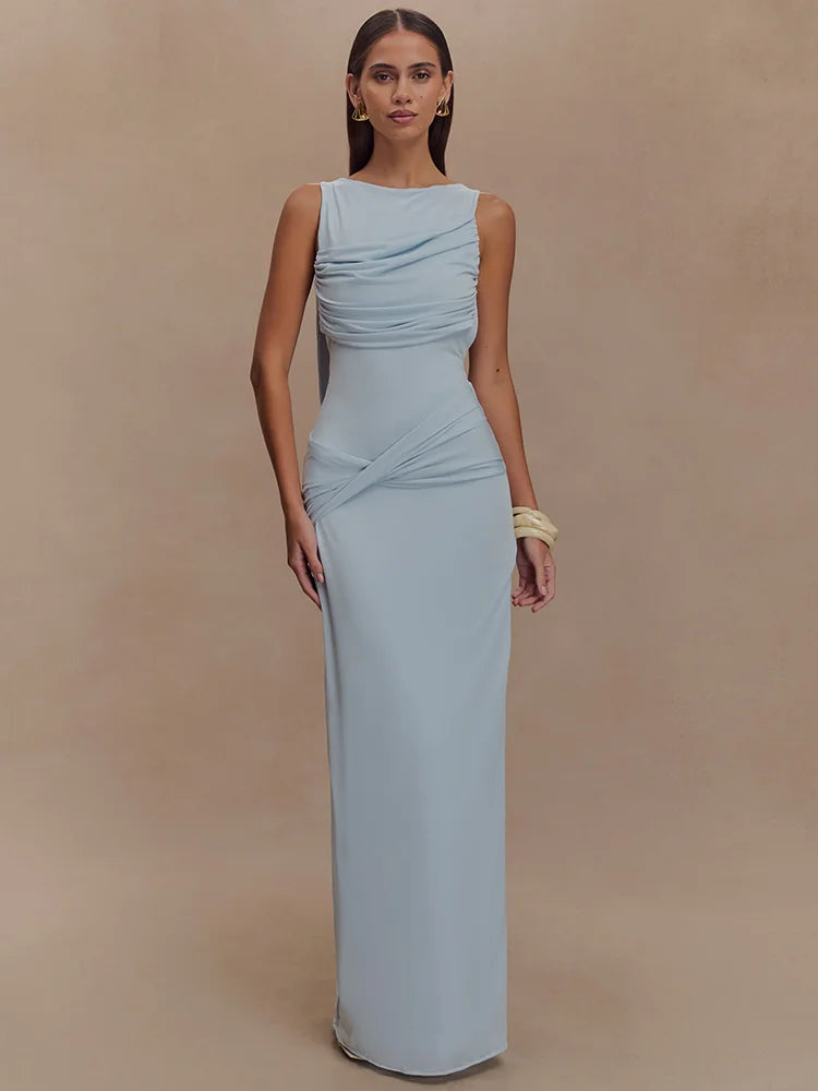 Vestido Longo Feminino Maxi com Decote em O