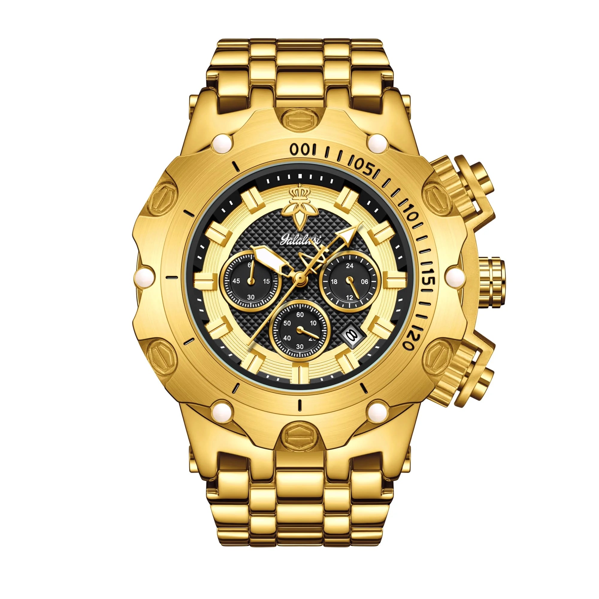 Relógio Masculino de Quartzo YaLaLuSi Golden Luxury by Loja Bruna Modas