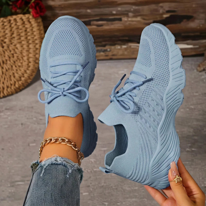 Tênis Feminino Casual Leve de Malha Respirável Antiderrapante