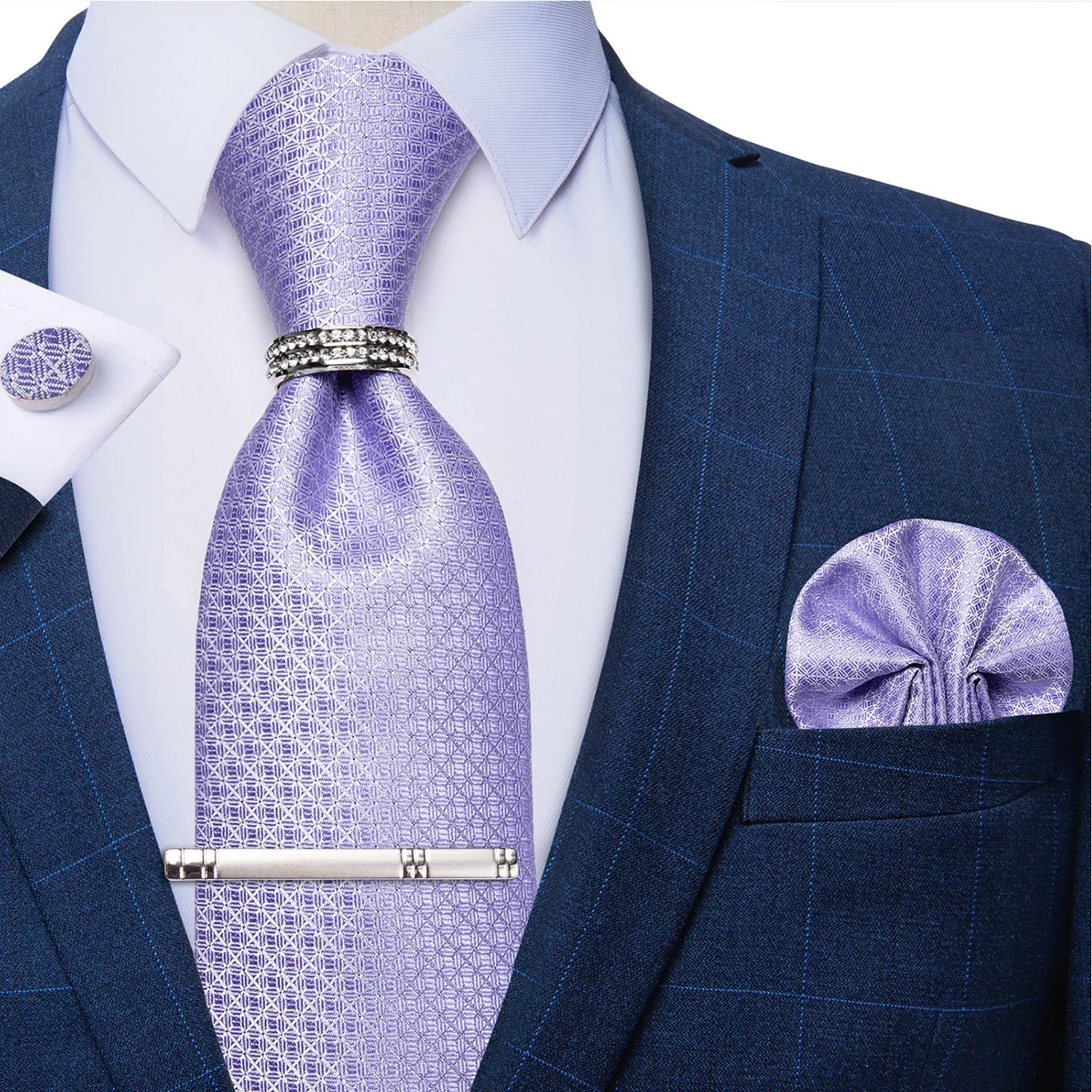Gravata Masculina Plissada de Luxo com Acessórios