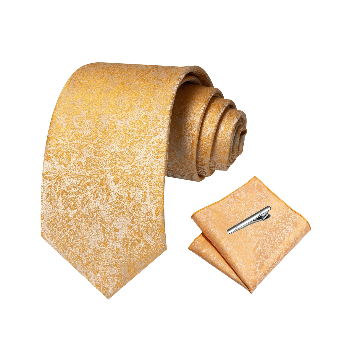 Gravata Masculina Poliéster com Estampa Paisley com Lenço de Bolso