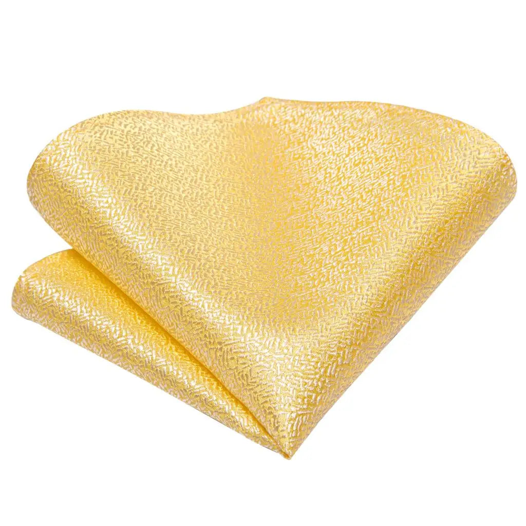 Kit de Gravata Masculina Amarela com Abotoaduras e Lenço