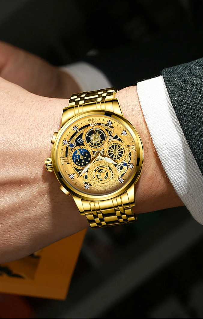 Relógio de Pulso Masculino Pulseira de Aço by Loja Bruna Modas