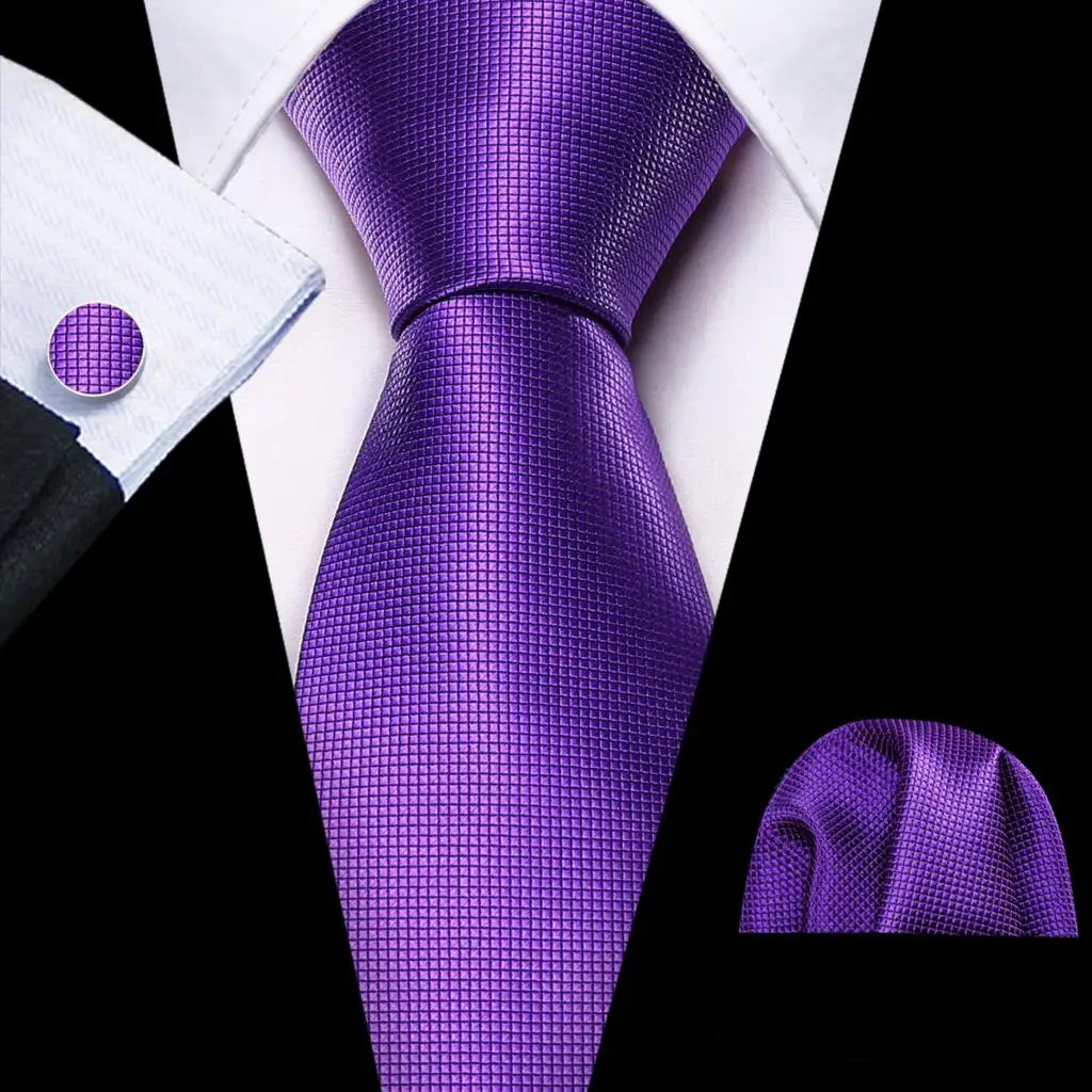 Conjunto de Gravata Masculina de Seda Roxo com Lenço