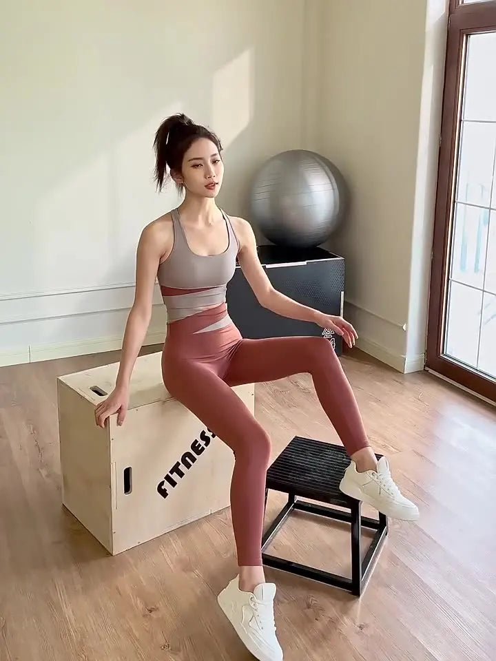Conjunto De Yoga Feminino Calça Leggings e Top Para Fitness