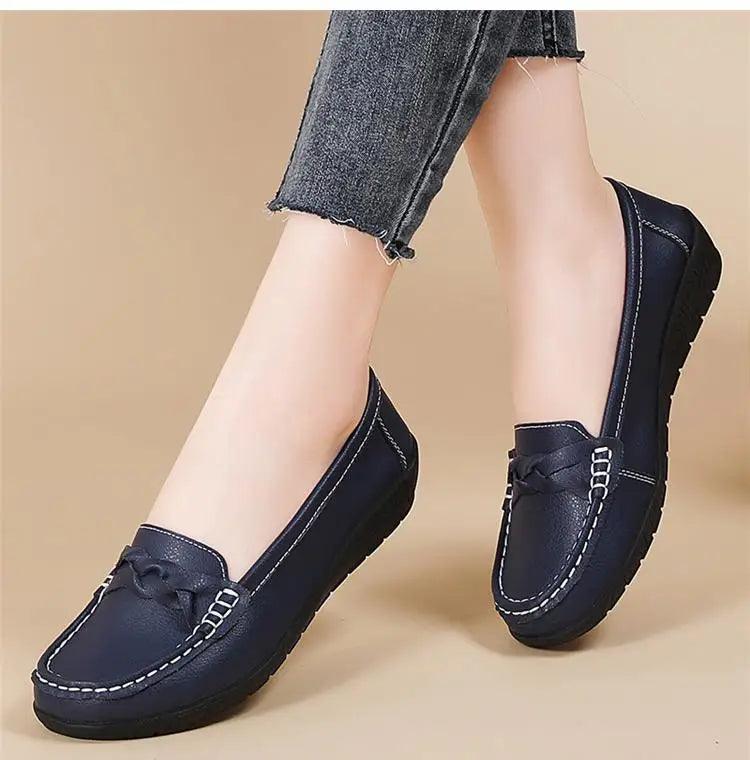 Mocassins de Couro Genuíno Feminino Conforto e Estilo Casual