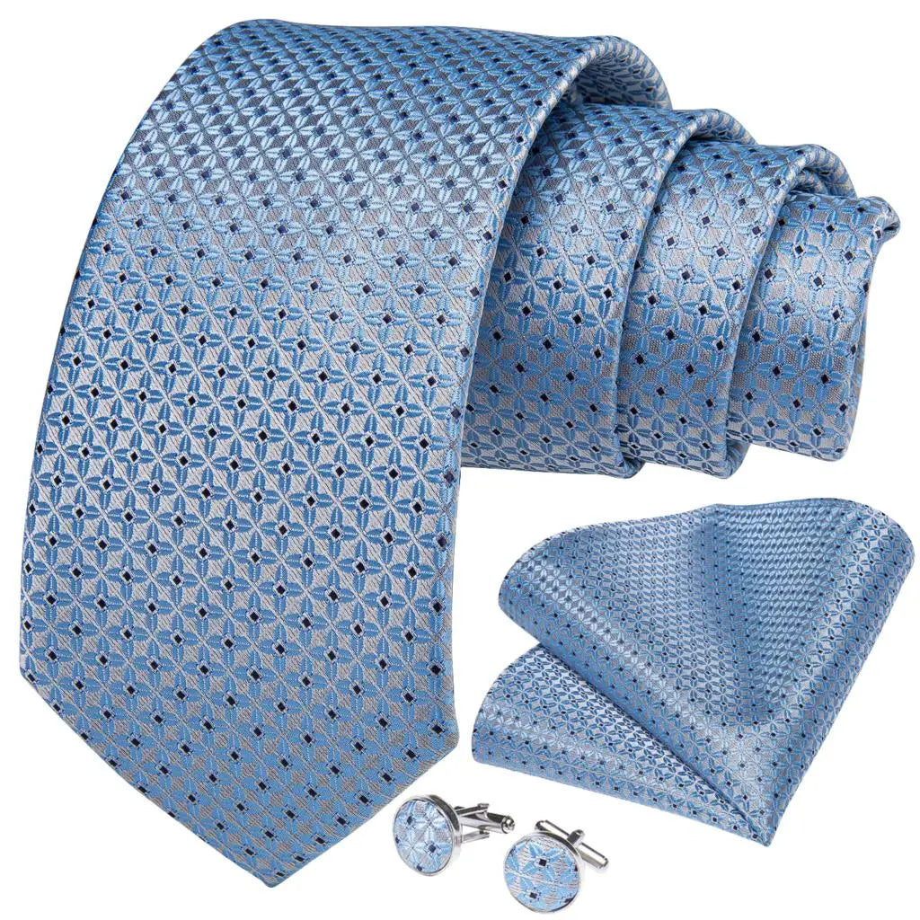 Kit de Gravata Masculina Social Clássica com Lenço e Abotoaduras by Loja Bruna Modas
