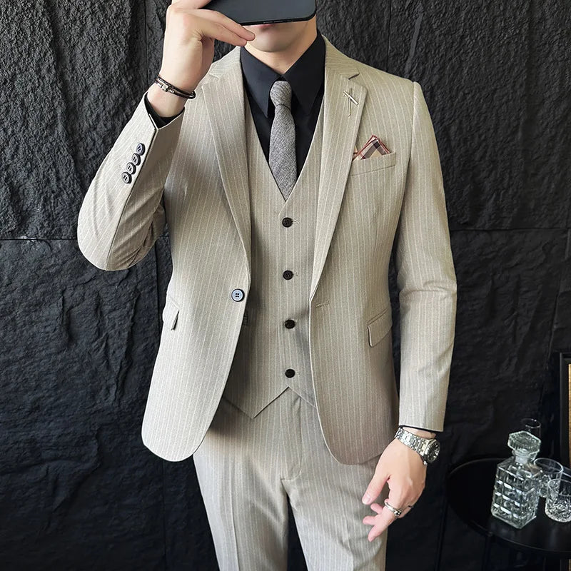 Terno Masculino Slim Listrado 3 Peças Valdoro