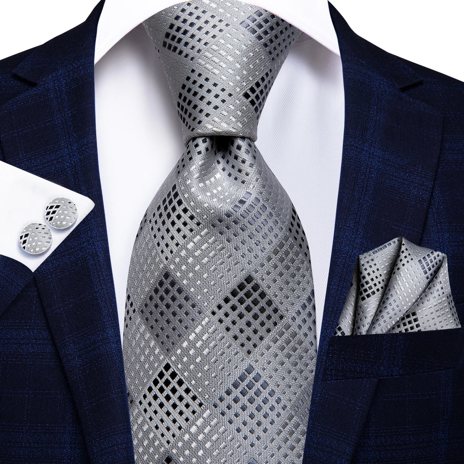 Gravata Masculina Clássico Xadrez com Acessórios by Loja Bruna Modas