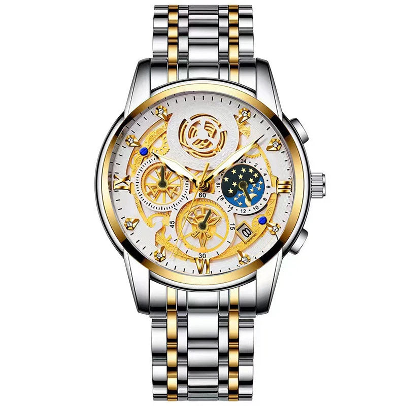 Relógio de Pulso Masculino Pulseira de Aço by Loja Bruna Modas