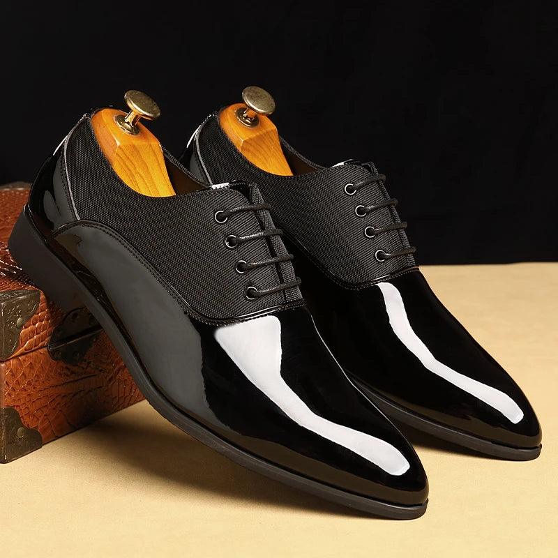 Sapato Oxford Masculino Social de Couro Envernizado Luxo