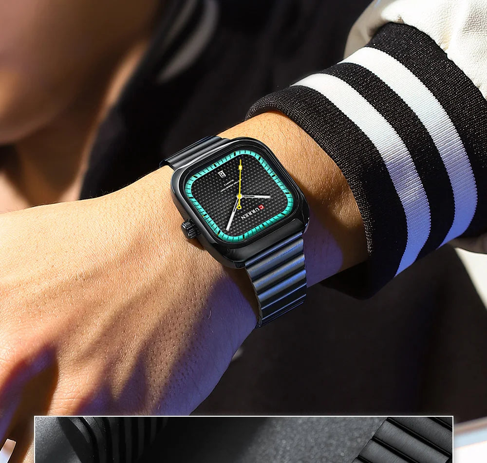 Relógio Masculino Quadrado Minimalista com Pulseira de Aço Inoxidável by Loja Bruna Modas