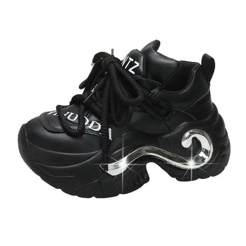 Tênis Feminino de Couro Casual Plataforma